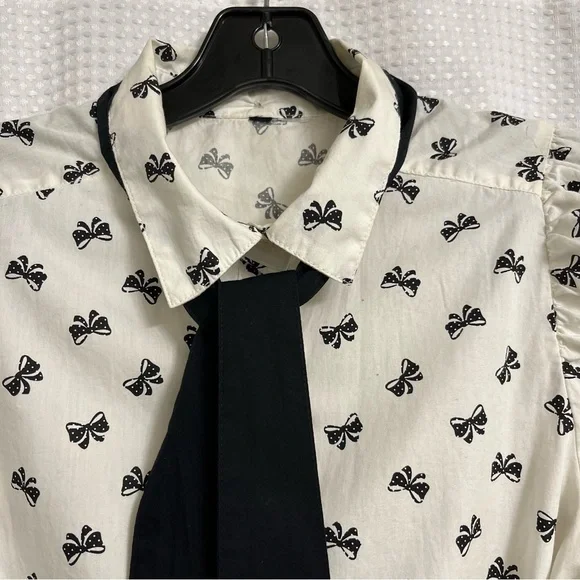 💄Retro Pinup 50s 40s Inspired Puff Sleeve Bow Blouse💋 - Picture 5 of 8